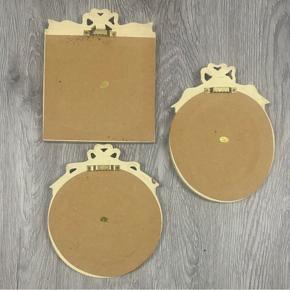 Vntg Chalkware Trio Ornate Baroque Framed Wall Hanging Mirrors Classic Elegance - Picture 2 of 4